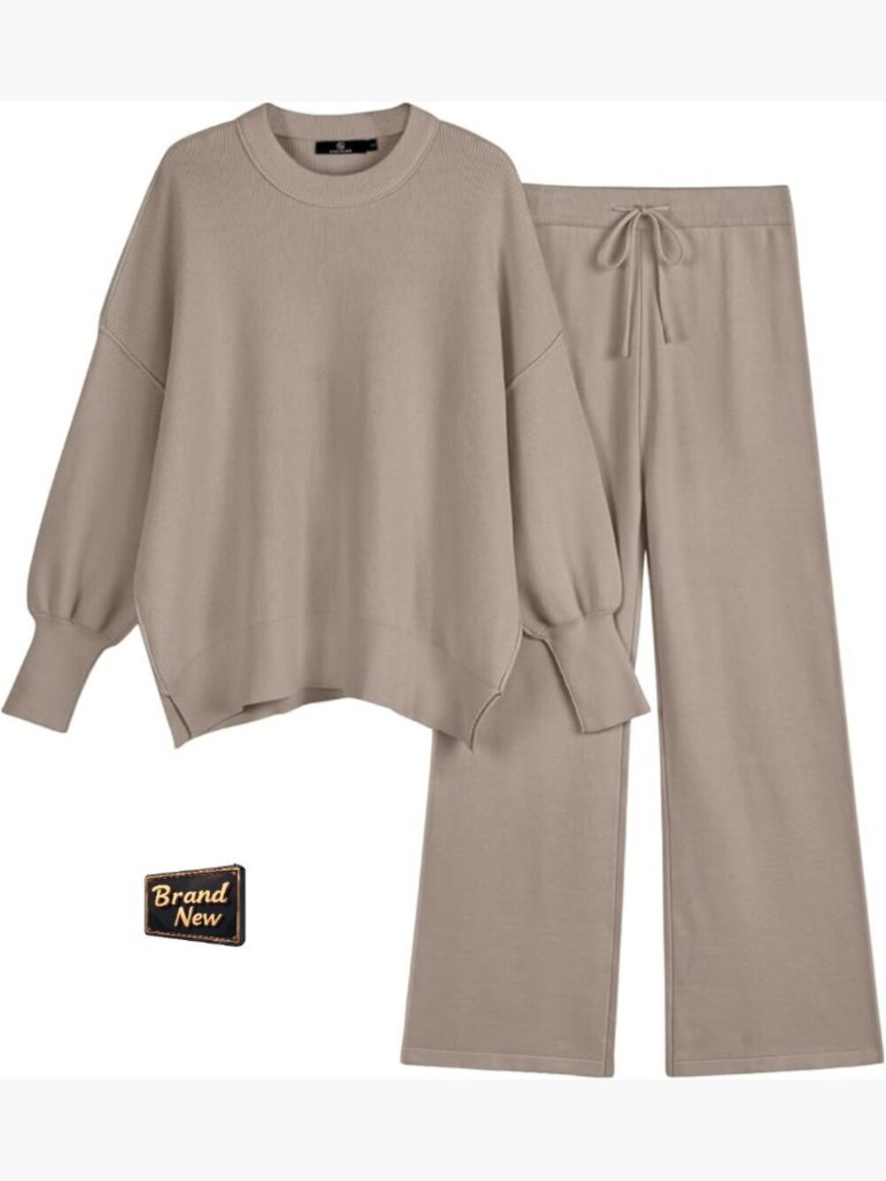 Women's Oversized Knit Sweater & Wide Leg Pants Lounge Set